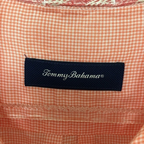 Tommy Bahama Button Up Shirt Orange Plaid Linen Tencel Large - Picture 3 of 7